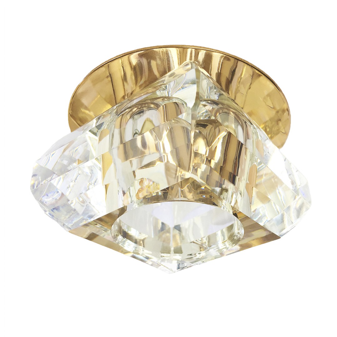 Spot Cristal Base Dourada Embutido Transparente Sala Bet11 Spot Cristal Base Dourada Embutido Transparente Sala Bet11