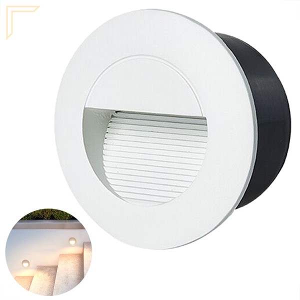 Balizador Redondo De Embutir Parede Branco Led Escada Lup90 Balizador Redondo De Embutir Parede Branco Led Escada Lup90