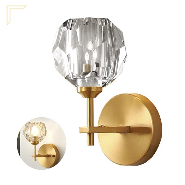 Arandela Dourada Cristal Transparente Quarto Banheiro Lup60 Arandela Dourada Cristal Transparente Quarto Banheiro Lup60